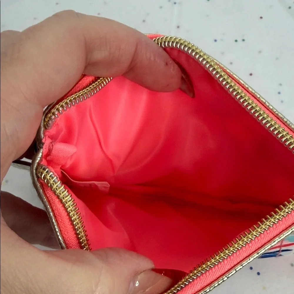 Floral Pink and Gold Women's Wristlet